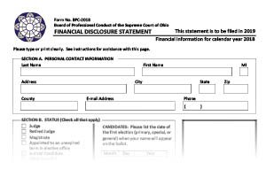 disclosure financial deadline reports file statement ohio judges magistrates judicial candidates conduct announces professional