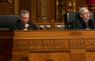 Image of Eighth District Court of Appeals Judge Frank D. Celebrezze Jr. (left) and Ohio Supreme Court Justice Patrick F. Fischer