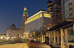 Image of the Thomas J. Moyer Ohio Judicial Center taken at night from the newly completed Scioto Mile Image of the Thomas J. Moyer Ohio Judicial Center taken at night from the newly completed Scioto Mile