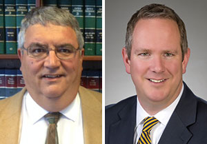 Image of Franklin County Probate Court Magistrate Robert V. Morris II and attorney Leo Spellacy Jr.