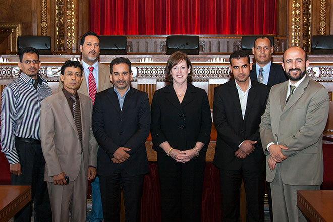 Image of seven Libyan judges and Ohio Supreme Court Chief Justice Maureen O'Connor