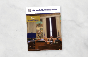 Image of the cover of the Board of Professional Conduct annual report.