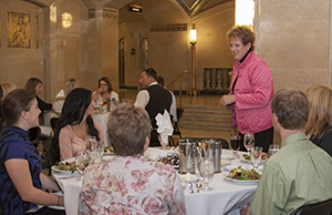 Chief Justice Maureen O'Connor greets teachers at a luncheon during the second day of the annual Ohio Government in Action program sponsored by the Ohio Center for Law-Related Education.