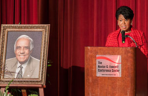 Hundreds of family, friends, and colleagues attended a memorial service for Judge Robert M. Duncan on Friday. Justice Yvette McGee Brown served as mistress of ceremonies at the event. Hundreds of family, friends, and colleagues attended a memorial service for Judge Robert M. Duncan on Friday. Justice Yvette McGee Brown served as mistress of ceremonies at the event.
