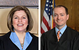 Image of Akron Municipal Court Judge Katarina V. Cook and Summit County Probate Court magistrate/judicial attorney Jon A. Oldham