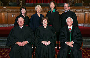 Image of the current Chief Justice and Justices of the Ohio Supreme Court