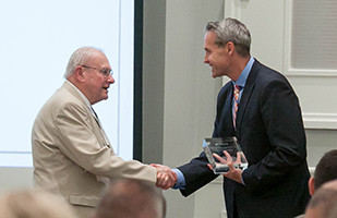 Image of former Wood County Common Pleas Judge Charles Kurfess and Randall Comer, president of the Ohio State Bar Association