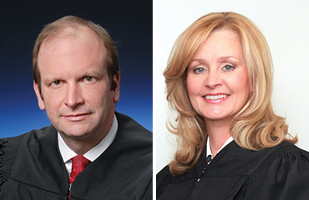 Image of Ohio Supreme Court Justice R. Patrick DeWine (left) and Eleventh District Court of Appeals Judge Cynthia Wescott Rice
