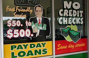 Image of a storefront for a payday loan business