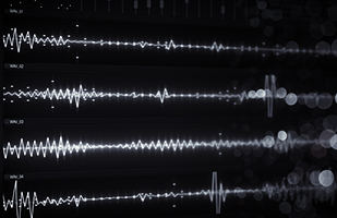 Image of digital audio waves on a monitor (gonin/istock)