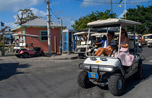 Image of two women in a golf cart (iStock/Remanz)
