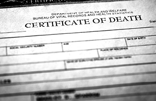 Image of a death certificate.