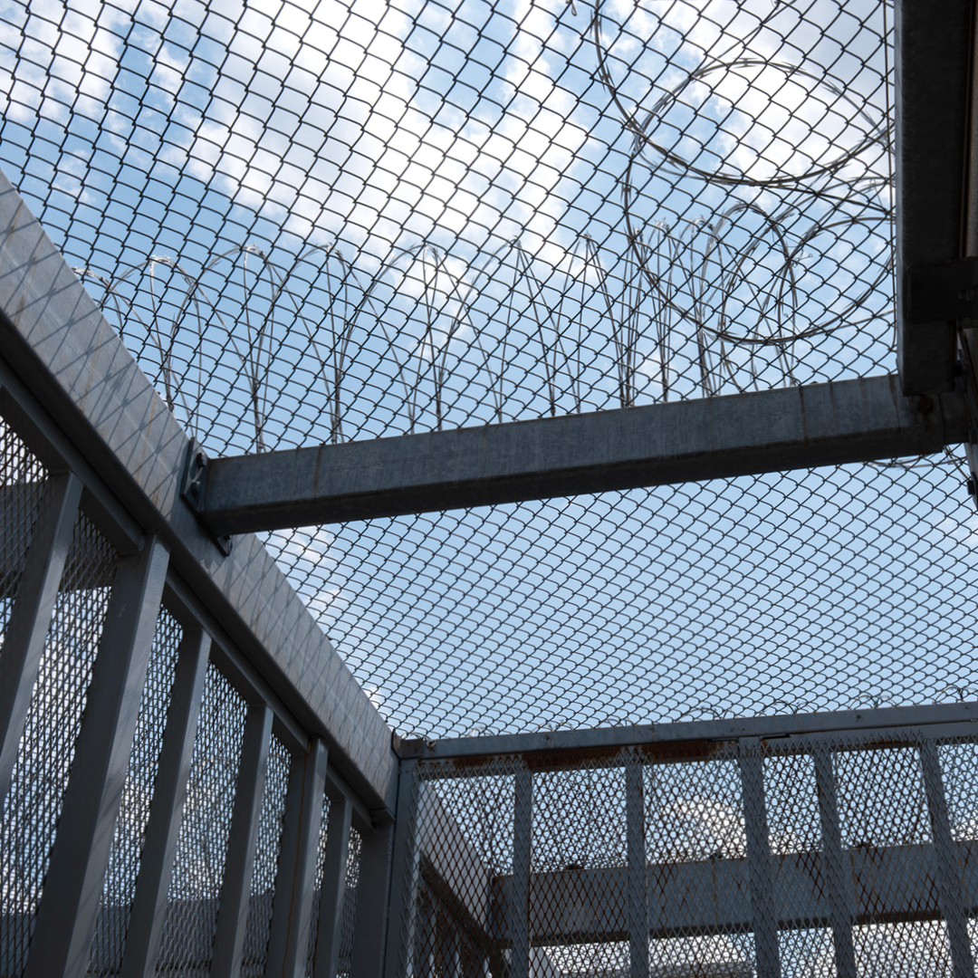 A prison yard cell.