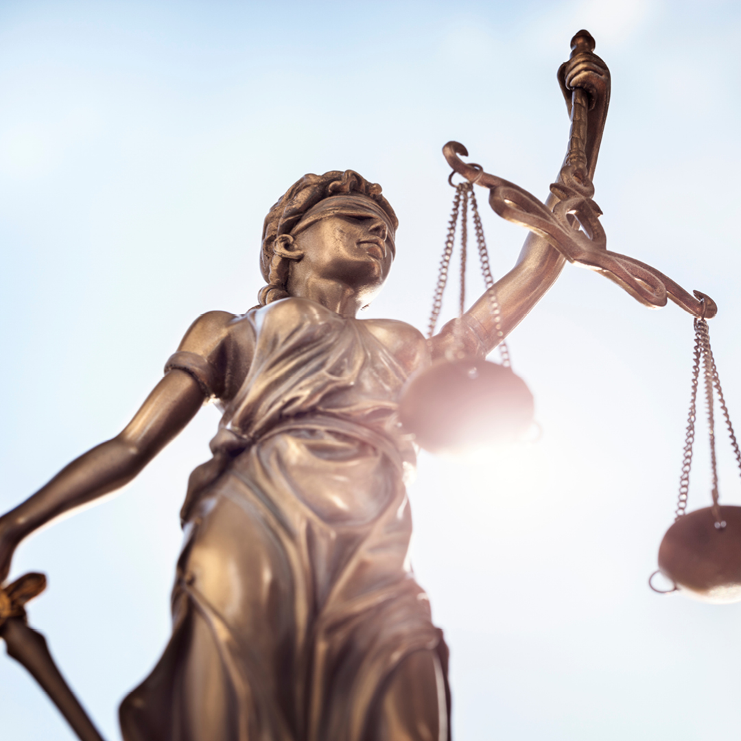 Bronze sculpture of Lady Justice