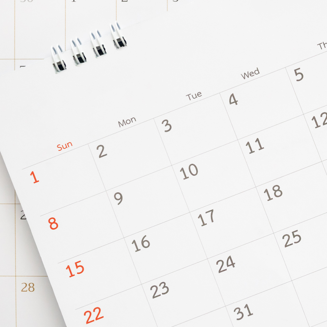 A page in a calendar.