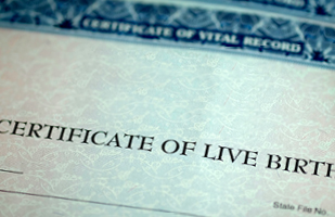 An image of a birth certificate.