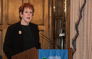 Chief Justice Maureen O'Connor speaks with members of the Columbus Metropolitan Club about court funding. Chief Justice Maureen O'Connor speaks with members of the Columbus Metropolitan Club about court funding.