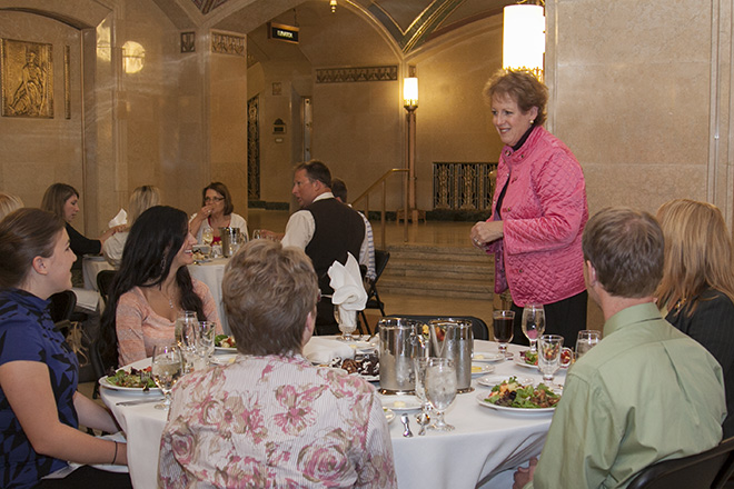 Chief Justice Maureen O'Connor greets teachers at a luncheon during the second day of the annual Ohio Government in Action program sponsored by the Ohio Center for Law-Related Education. Chief Justice Maureen O'Connor greets teachers at a luncheon during the second day of the annual Ohio Government in Action program sponsored by the Ohio Center for Law-Related Education.