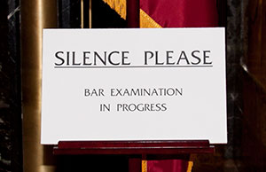 Image of a sign warning people to be quiet becaused an exam is in progress Image of a sign warning people to be quiet becaused an exam is in progress