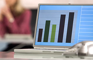 Image of a bar graph on a laptop computer Image of a bar graph on a laptop computer