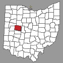 Image of a county map of Ohio with Logan County colored red Image of a county map of Ohio with Logan County colored red