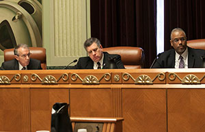 Image of a disciplinary hearing in progress. Image of a disciplinary hearing in progress.