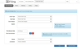 Image of a screen shot of the E-Filing program Image of a screen shot of the E-Filing program