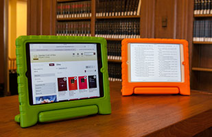 Image of two tablets showing the Ohio Supreme Court Law Library's digital library Image of two tablets showing the Ohio Supreme Court Law Library's digital library