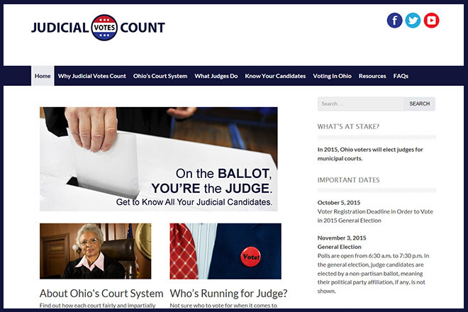 Image of the homepage of the Judicial Votes Count website
