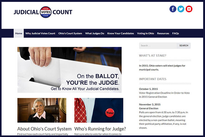 Image of the homepage of the Judicial Votes Count website Image of the homepage of the Judicial Votes Count website