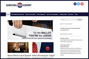 Image of the homepage of the Judicial Votes Count website