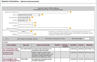 Image of a screen shot of the newly revised Opinions & Announcements page