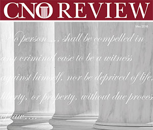 Image of three building columns with the partial text of the Fifth Amendment to the U.S. Constitution regarding self-incrimination over top of it Image of three building columns with the partial text of the Fifth Amendment to the U.S. Constitution regarding self-incrimination over top of it