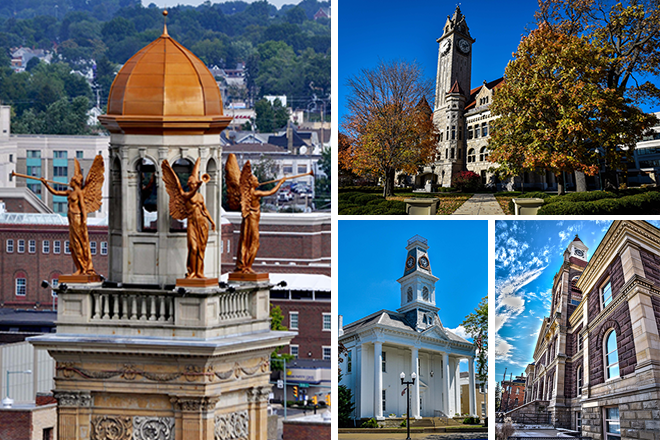 Image of a collage of Ohio courthouse buildings Image of a collage of Ohio courthouse buildings