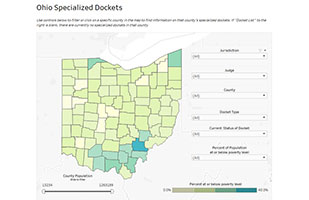 Image of a map of the state of Ohio with clearly defined counties