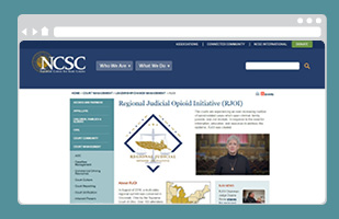 Image of the landing page for the Regional Judicial Opioid Initiative (RJOI) on the National Center for State Courts website.