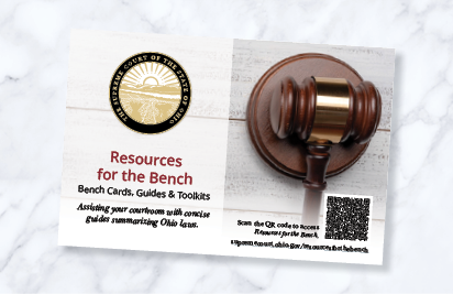 Resources for the Bench post card on a marble table