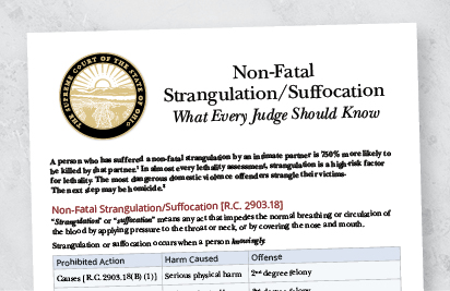 A document titiled Nonfatal strangulation/suffocation what every judge should know