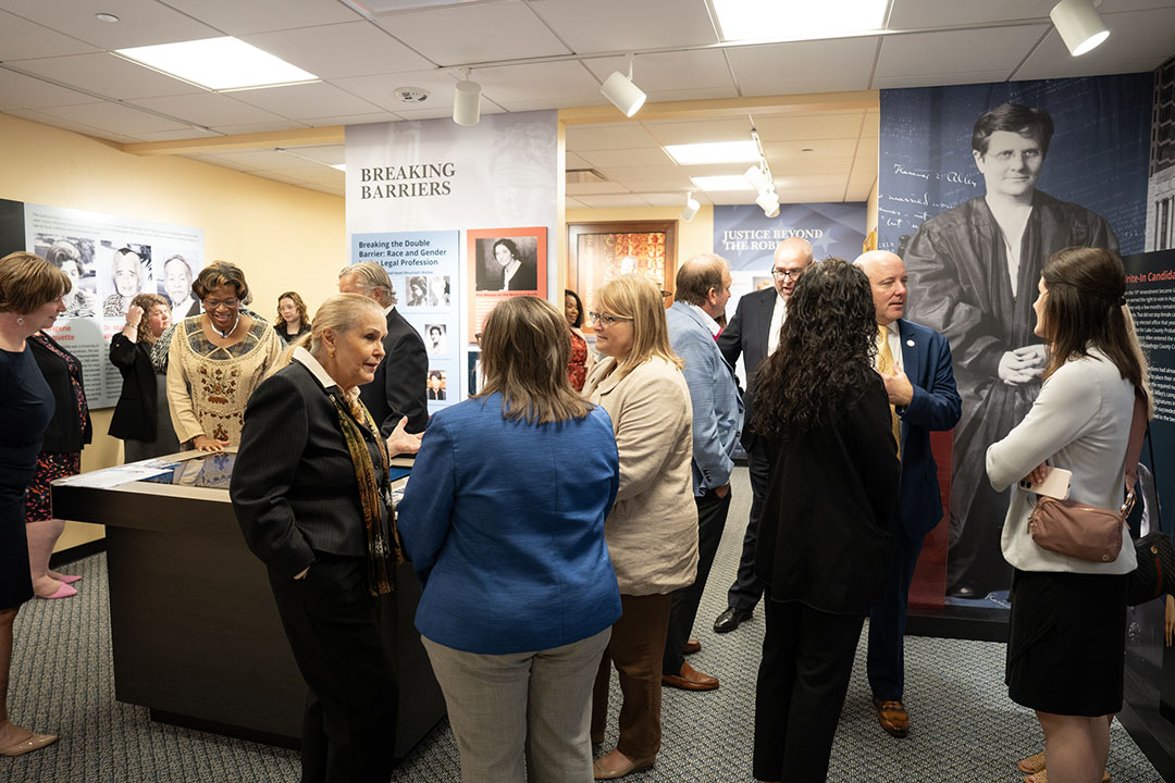 People mingling in a room.