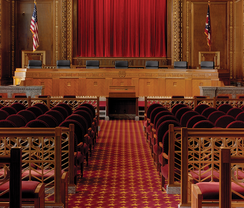 Image of the courtroom in the Thomas J. Moyer Ohio Judicial Center