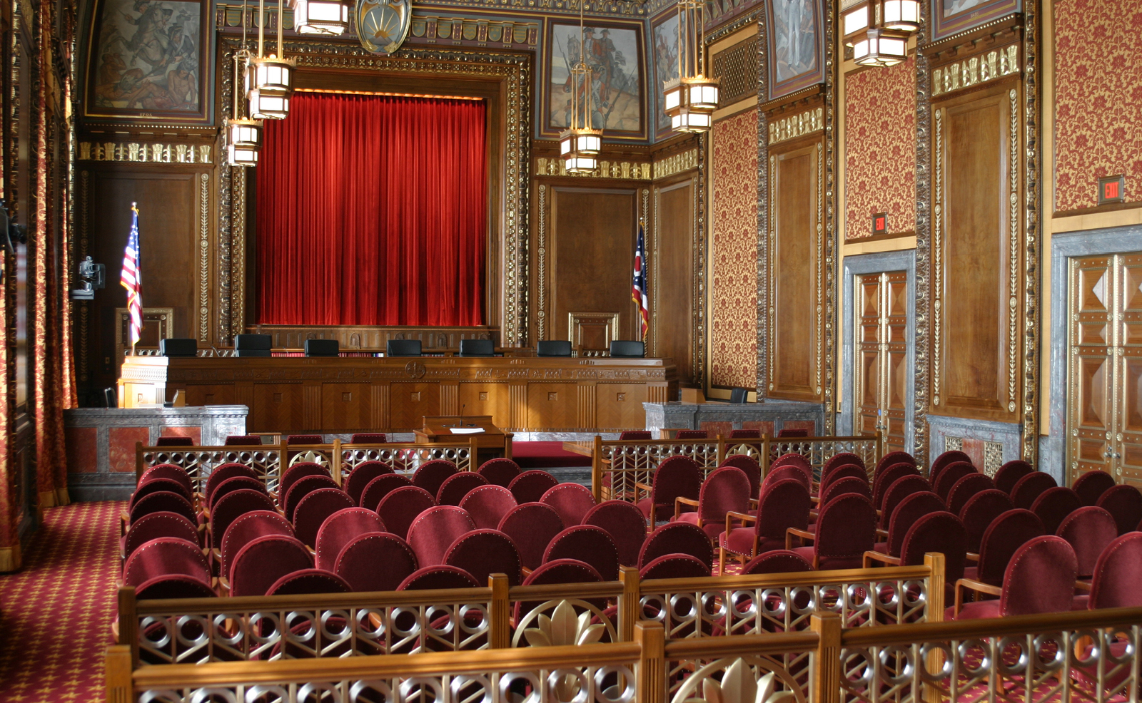 Image the courtroom in the Thomas J. Moyer Ohio Judicial Center