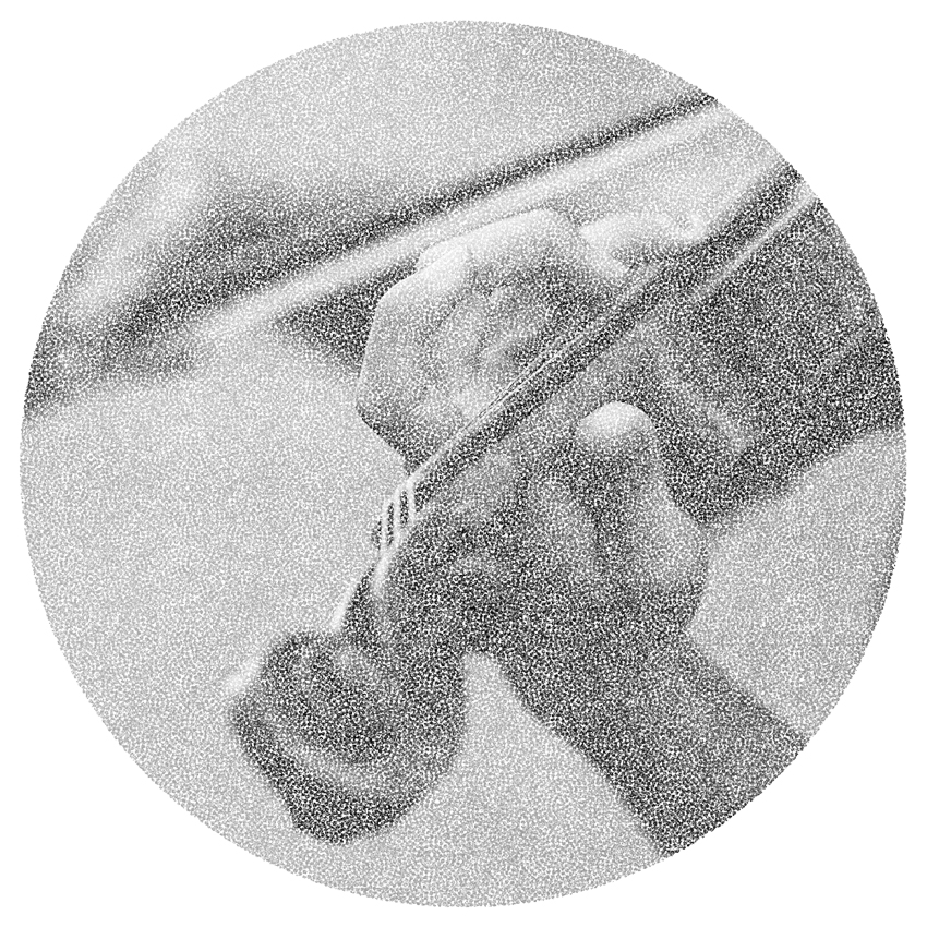 Grainy image of someone playing a violin