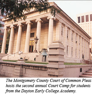 The Montgomery County Court of Common Pleas hosted the second annual Court Camp for nine students from the Dayton Early College Academy. The Montgomery County Court of Common Pleas hosted the second annual Court Camp for nine students from the Dayton Early College Academy.