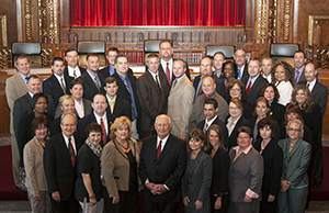 Ohio Supreme Court Justice Paul E. Pfeifer (front, center) spoke at the graduation ceremony for the Court Management Program class of 2012. Ohio Supreme Court Justice Paul E. Pfeifer (front, center) spoke at the graduation ceremony for the Court Management Program class of 2012.